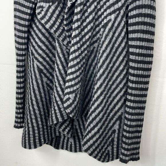 Lineamaglia Sweater Cardigan Waterfall open front Black & Gray Stripes Medium - Picture 5 of 14